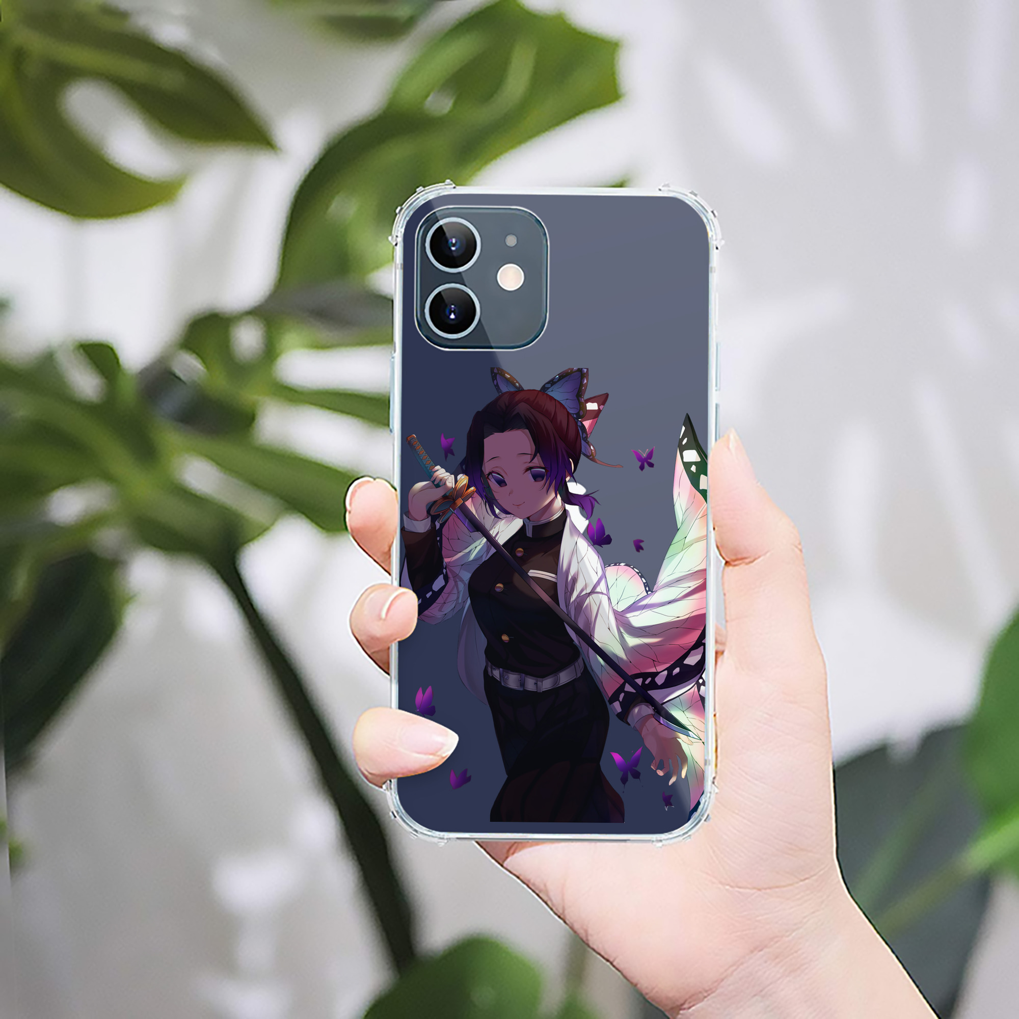 （画像用） 鬼滅の刃（きめつのやいば）蟲柱-胡蝶 しのぶ／こちょう しのぶ Kochou Shinobu 【iPhone 12シリーズ対応】透明スマホケース（クリアソフトケース）